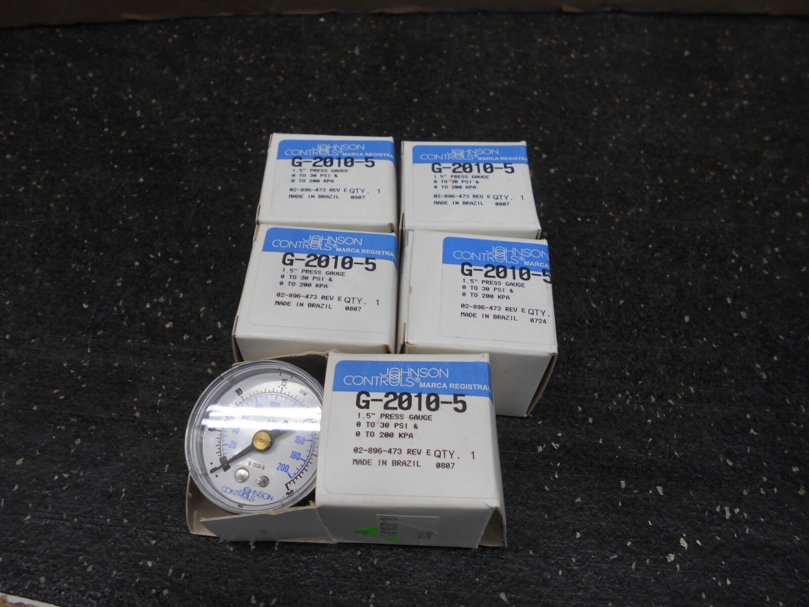 LOT OF 5 JOHNSON CONTROL G-2010-5 1.5″ 30PSI PRESSURE GAUGE
