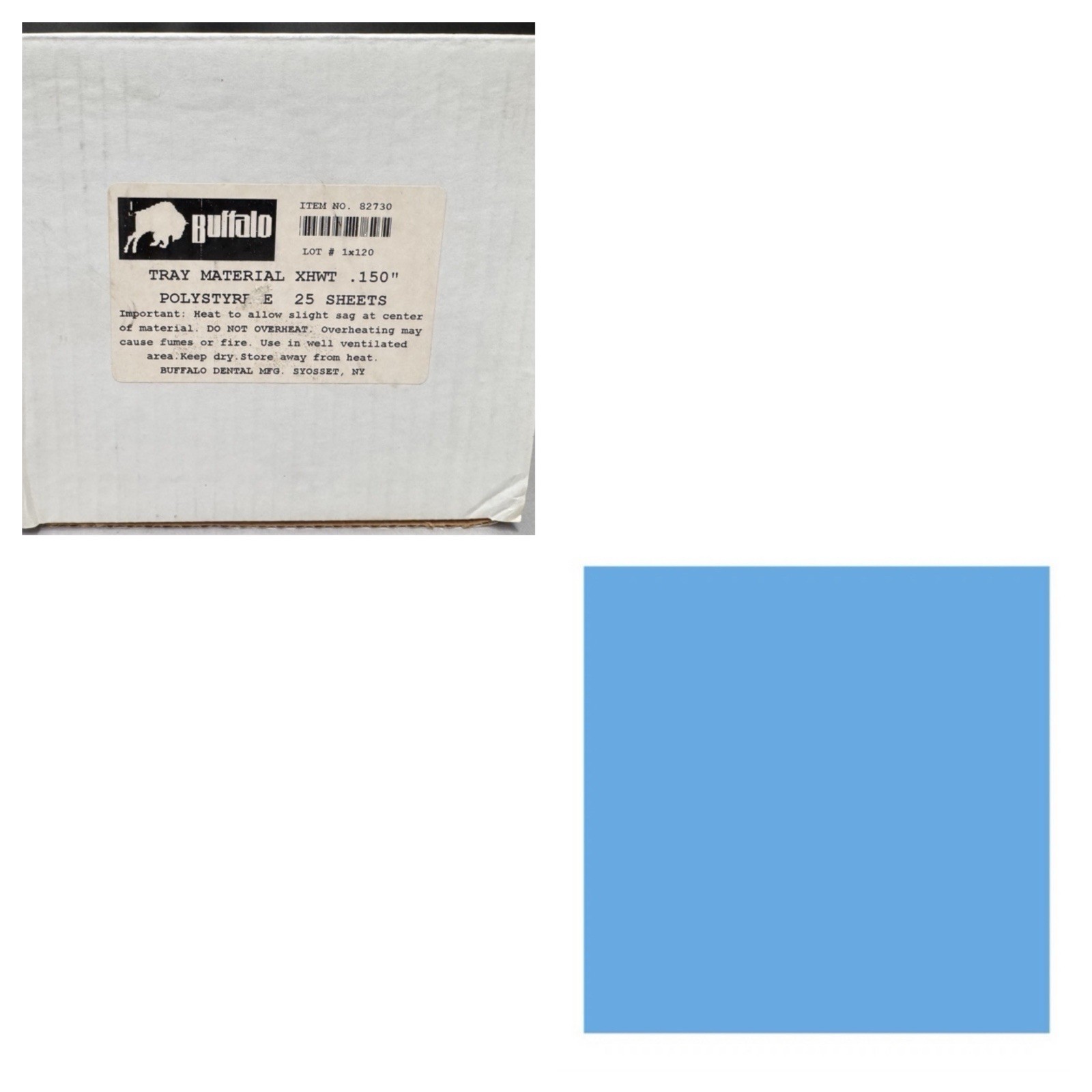 BUFFALO DENTAL 0.150″ POLYSTYRENE TRAY MATERIAL 5″ X 5″ 23/PK Retired Dentist