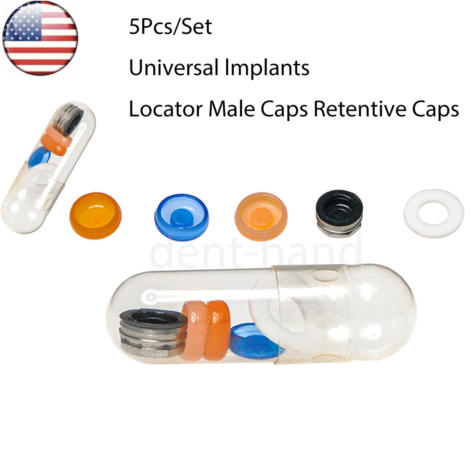 US Dental Zimmer PA Dia=3.5mm Abutments 1-5mm Implant Retention Caps Remove Tool