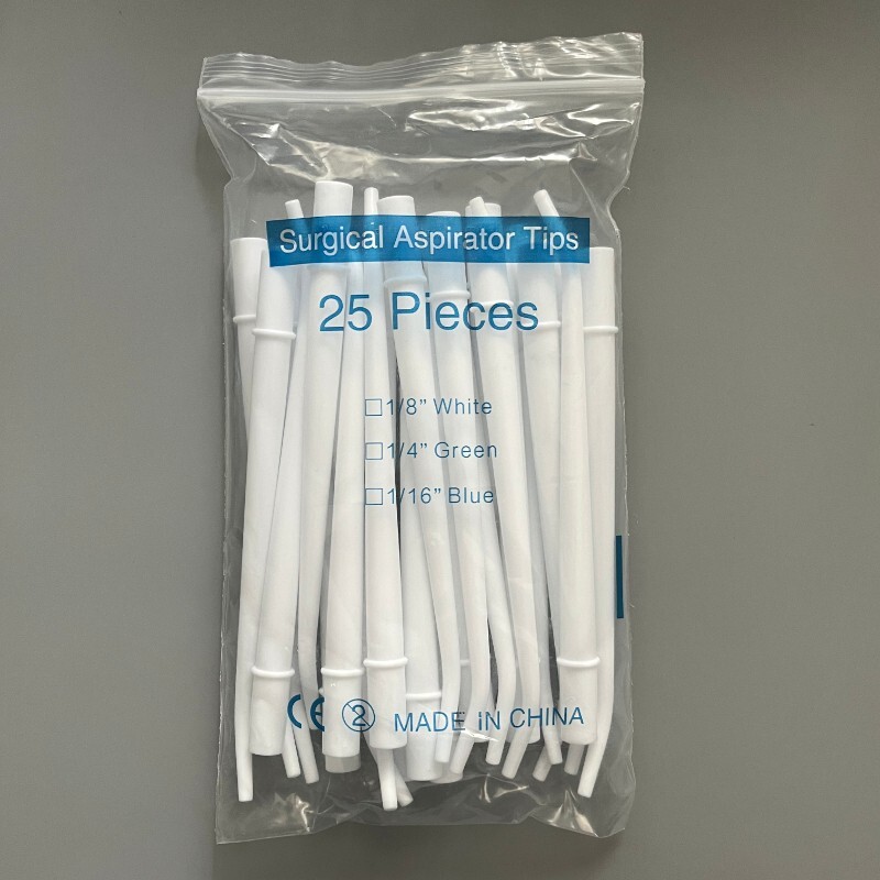 25Pcs (1 Bag) Surgical Aspirator Tips White Medium 1/8″ Dental Suction Saliva