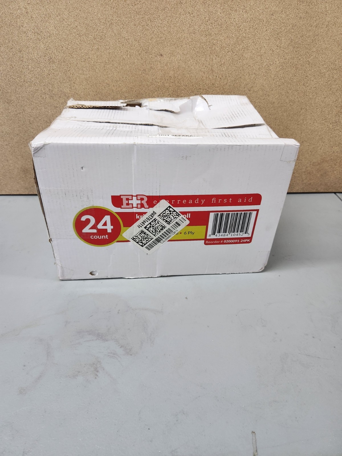 ER Everready 1st Aid Krinkle Gauze Roll 4.5” X 4.1 Yds,24 Count,Latex Free,6 Ply