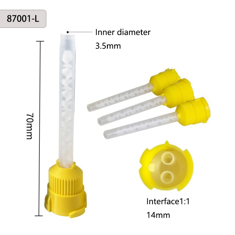 Dental Oral Impression Mixing Tips Yellow Short 5cm/Long 7cm 50Pack