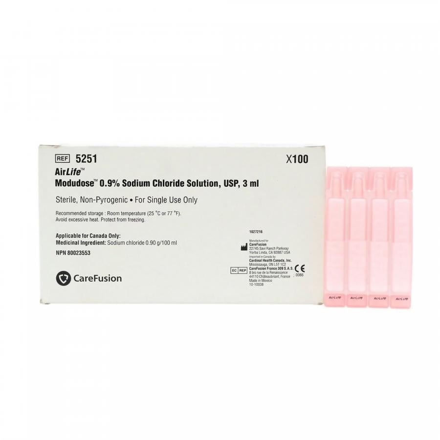 Vyaire AirLife Modudose Respiratory Solution .9% Sodium Chloride 3mL Vial, 1000