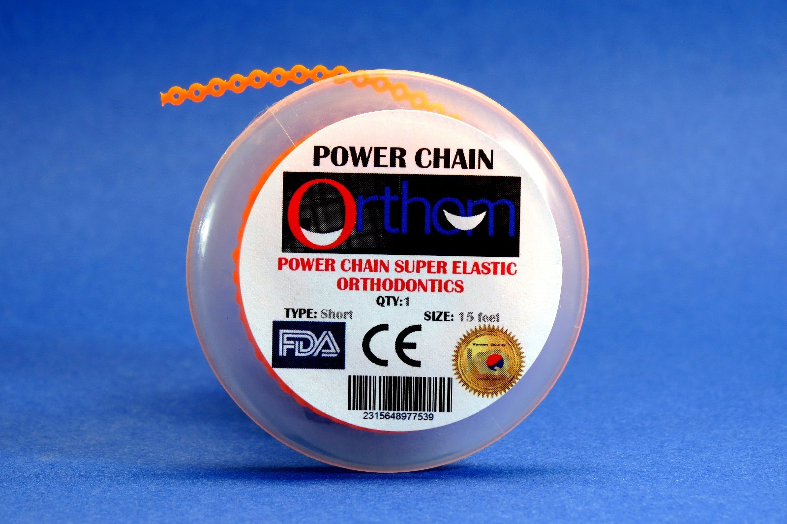 Dental Orthodontic Power Chain Elastic Short Orange Spool Cadena ORTHOM