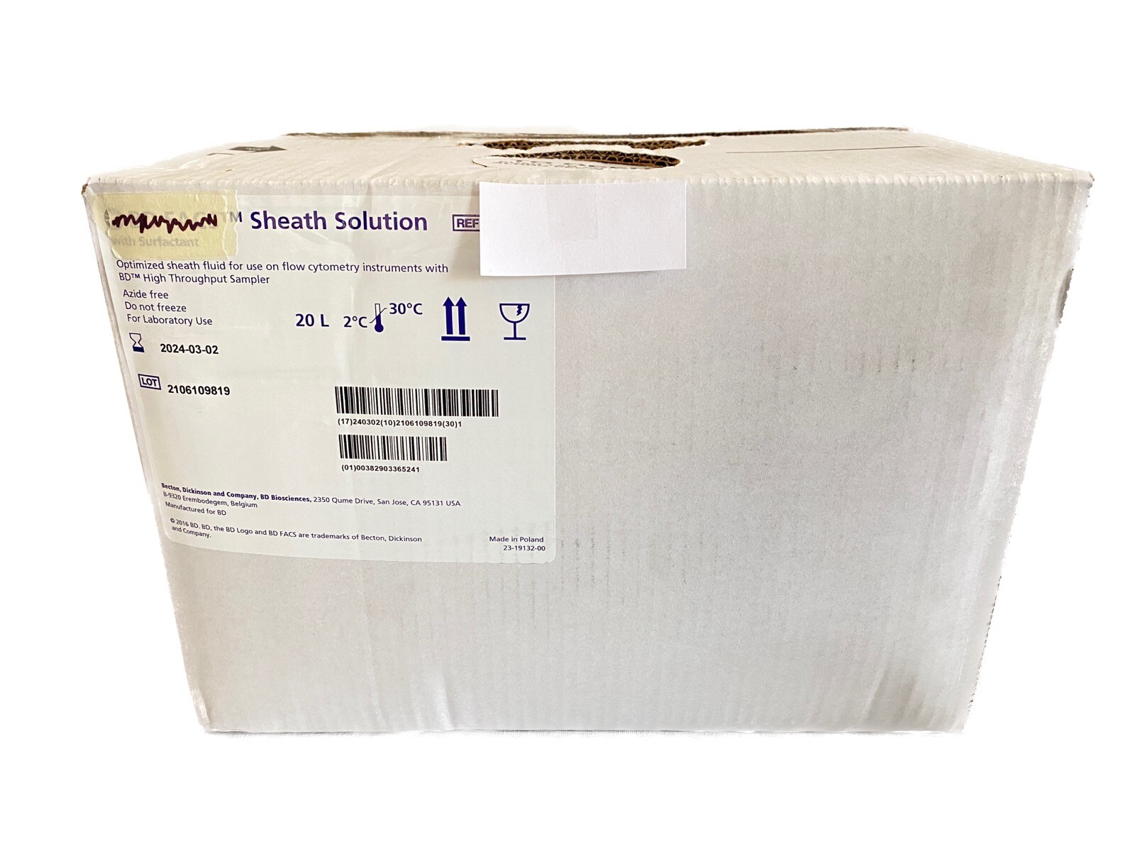 Laboratory 20L Sheath Solution with Surfactant for Flow Cytometry Instruments