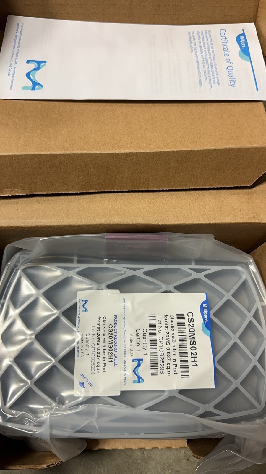 Millipore CS20MS01H1 Clarisolve 20 μm Lab Scale Depth Filters, 0.014 m2