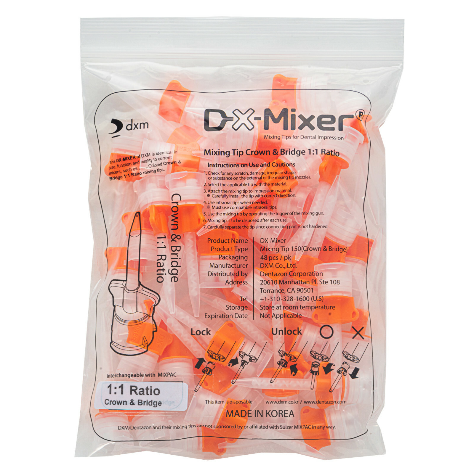 DX-Mixer® Dental HP Mixing Tips Crown & Bridge 1:1 /10:1 Ratio Made In Korea