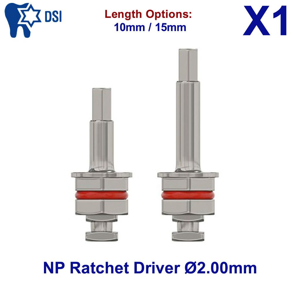 DSI Dental Fixture Hex Driver Ratchet Tool For Slim Narrow NP Ø2.00mm L10/15mm