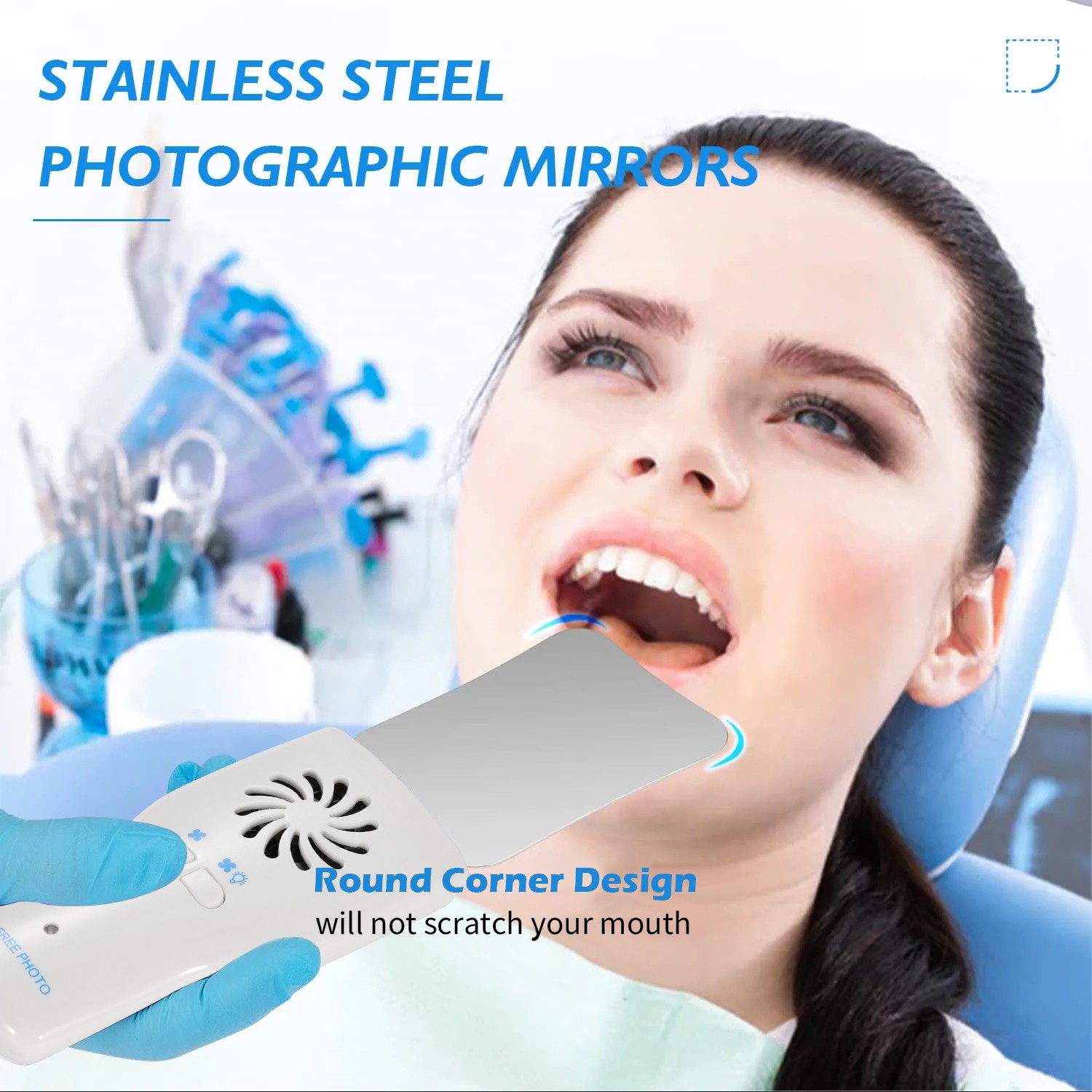 Dental Orthodontic LED Automatic Anti-fog Mirrors for Oral Photography Reflector