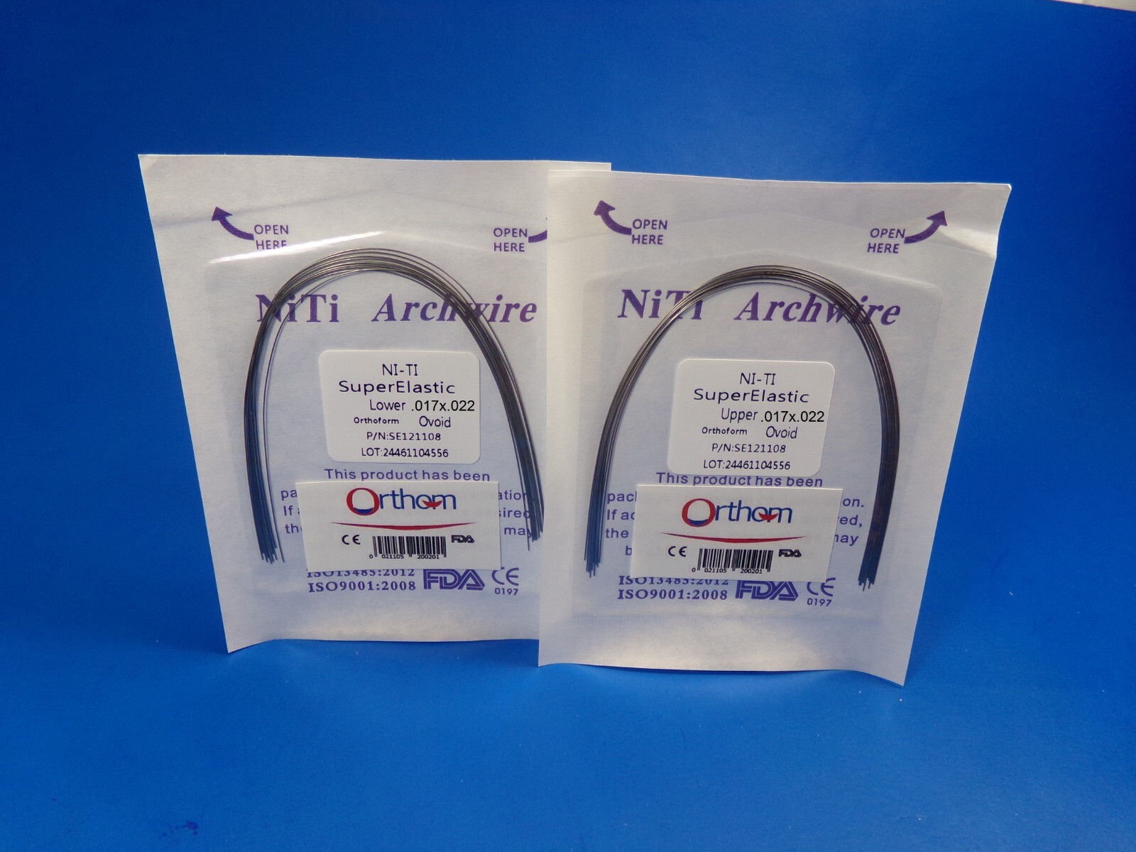 Dental Arch Wire Super Elastic NITI .017x.022 Lower + Upper Set Ovoid /20 Pcs