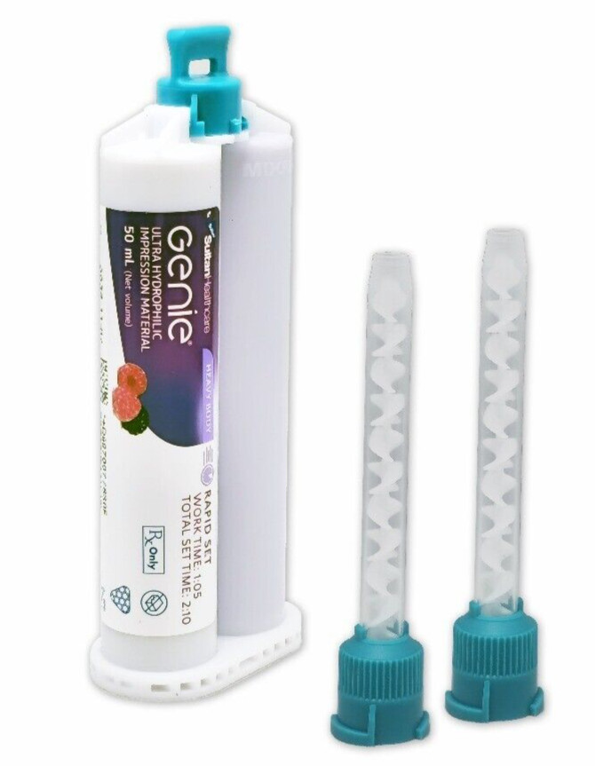 60x Genie Impression Material Bulk Pack Heavy Body Rapid Set 50ml+100 Mixing Tip