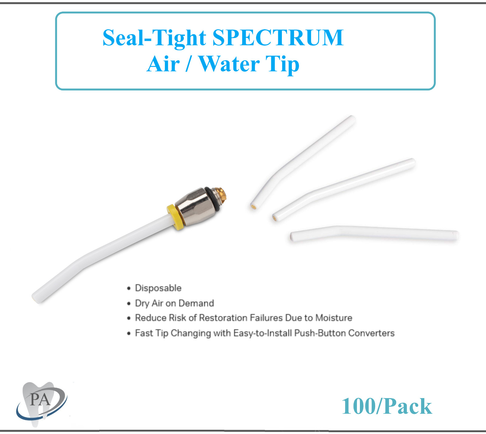 Dental Seal-Tight Air water Syringe Tips Five Air-core Way, White / Ast, 100/Bx