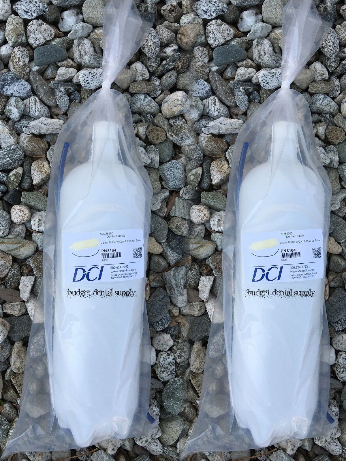 2x Heavy-duty Plastic Dental Water Bottle, 2 Liter, W/ Cap & Tube DCI #8164-2