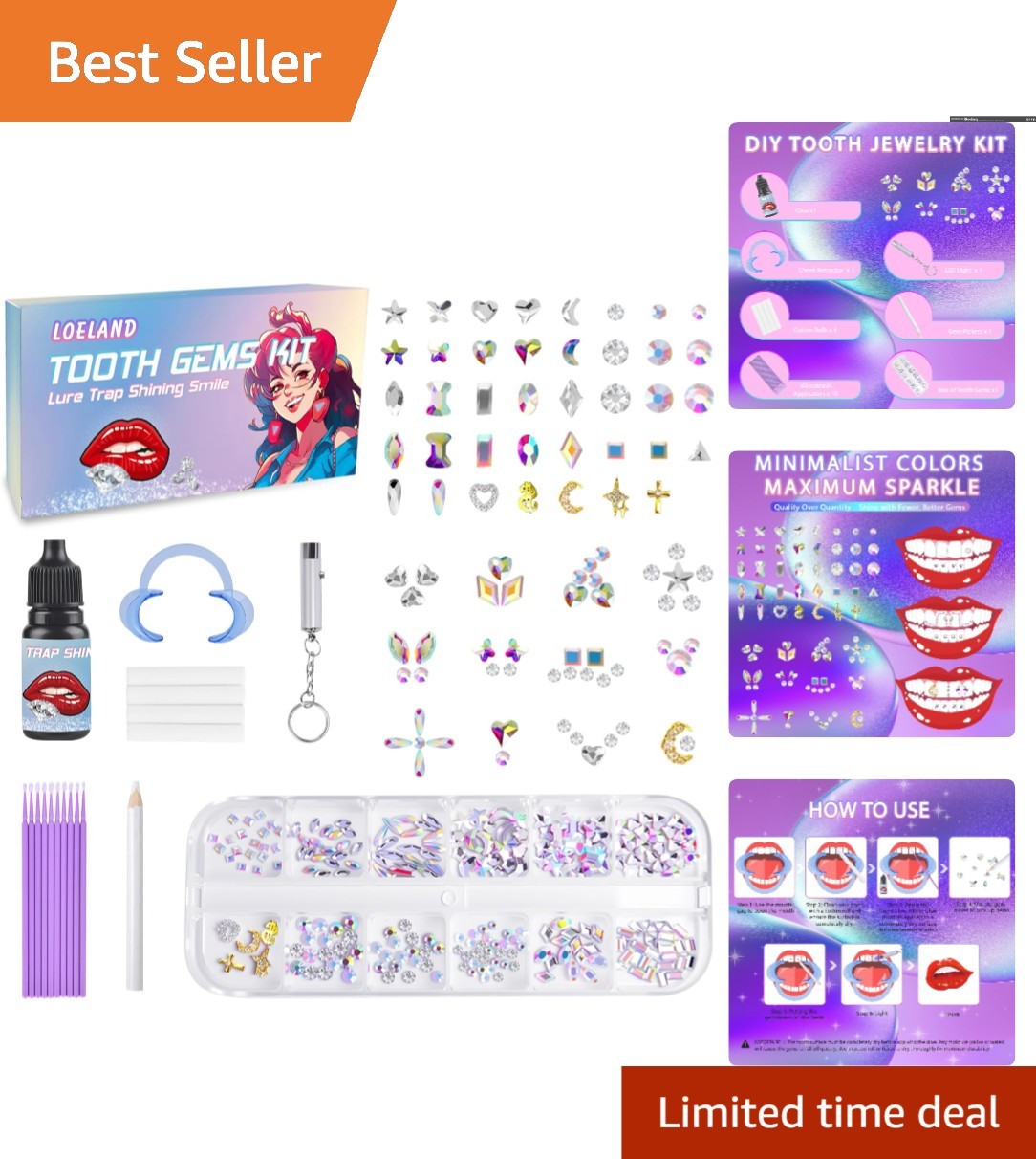 Professional Tooth Gem Starter Set – 22 Shapes, 3 Colors for Unique Smiles