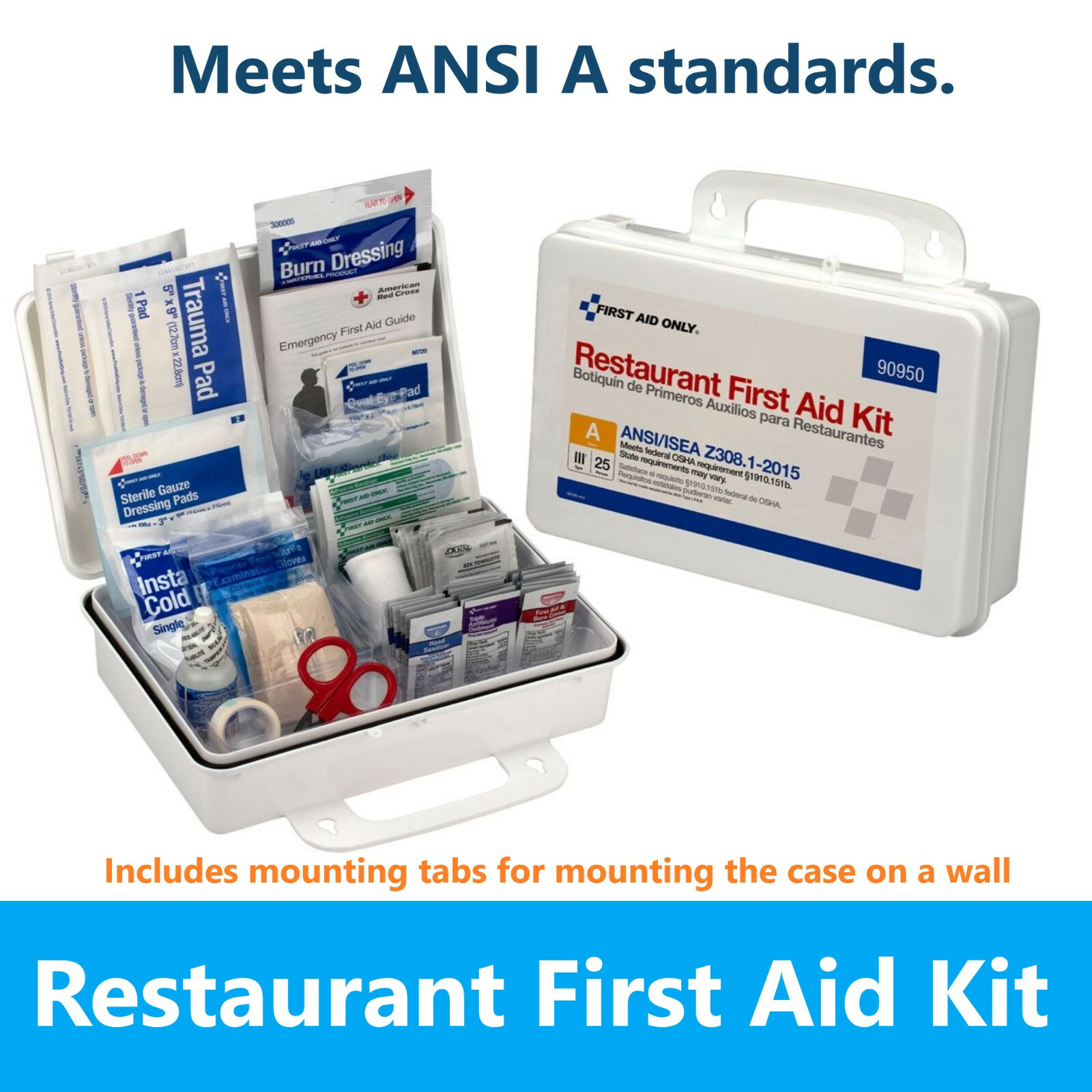 First Aid Kit 25 Person ANSI A Standart, For Restaurant First Aid Bulk Kit, OSHA