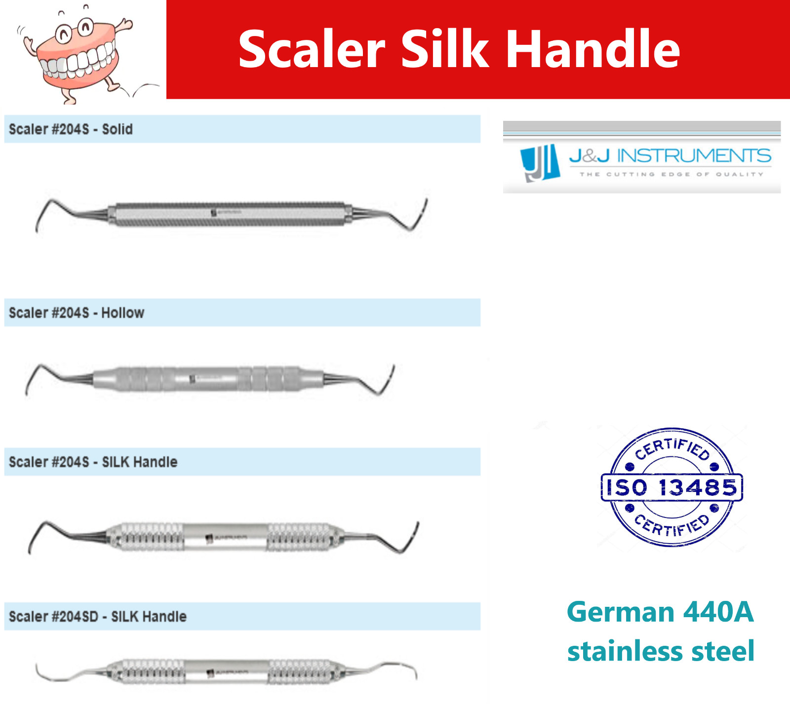 Dental Towner Silk Scaler #U15/33 9.5mm -J&J Instruments, 440A Stainless Steel