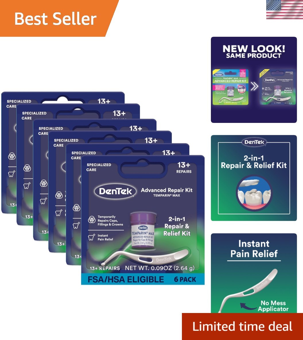 Emergency Dental Repair Kit by Temparin Max: 6 Kits for Pain Relief & Protection