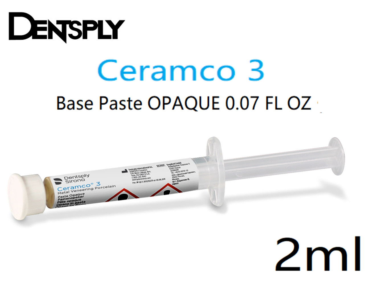 5 Pack of CERAMCO 3 Base Paste OPAQUE 0.07 FL OZ ( 2ml ) Free Ship