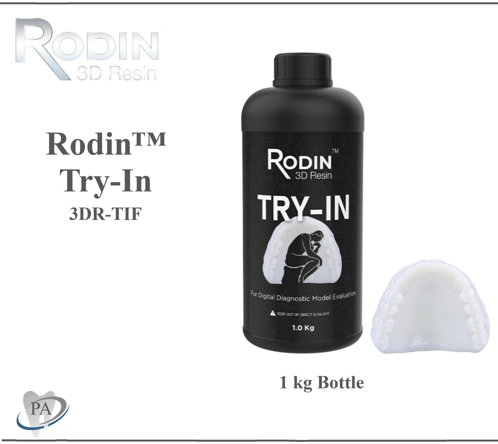 PACDENT 3D PRINTING RESIN 3D Resin Rodin Try-In, 1kg Bottle, 3DR-TIF