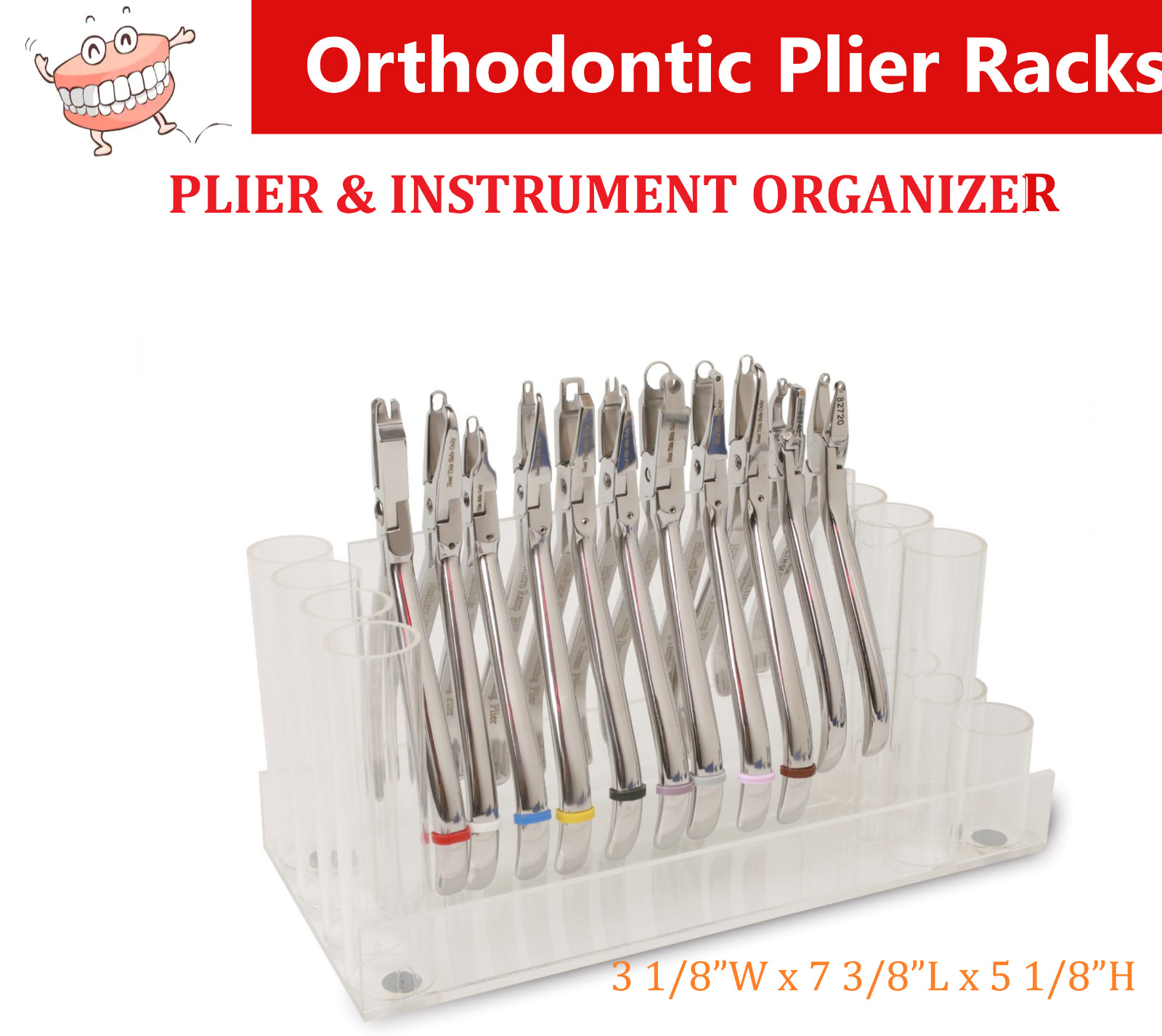 Dental Ortho PLIER Rack & INSTRUMENT ORGANIZER 3 1/8”W x 7 3/8”L x 5 1/8”H