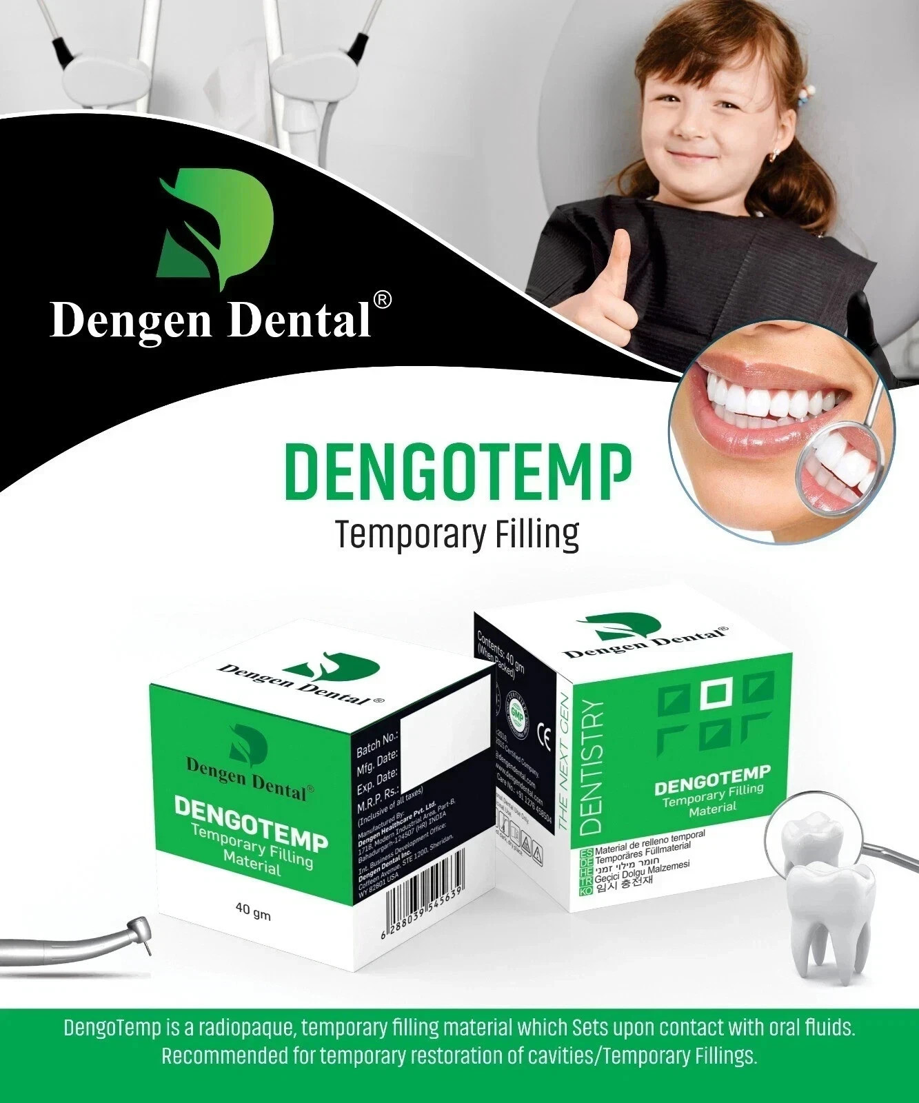Dental Material Dengen Dengotemp Temporary Dental Filling FAST FREE SHIPING