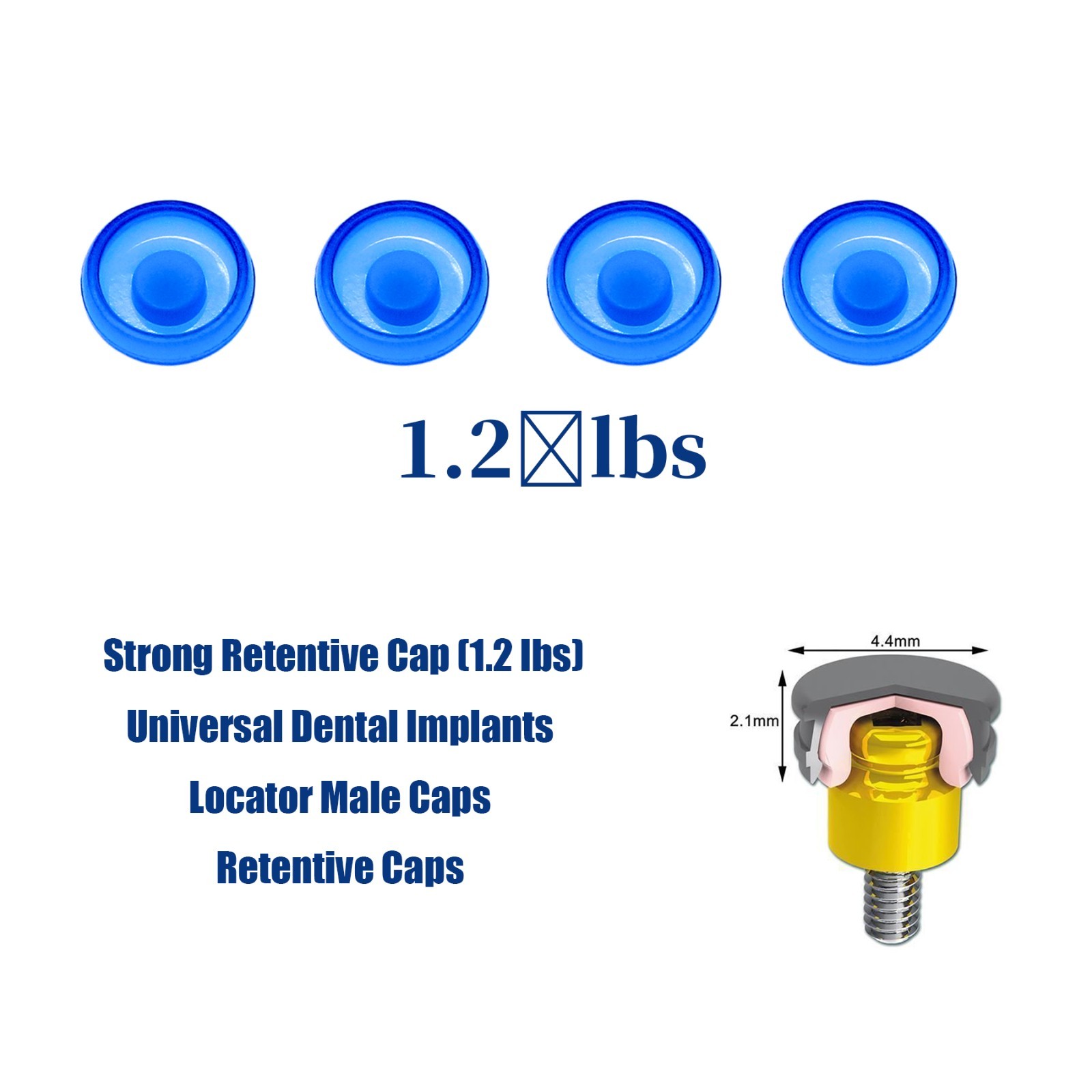 US Overdenture Removable Male Caps Inserts Standard 1.2lbs & LOCATOR Core Tool
