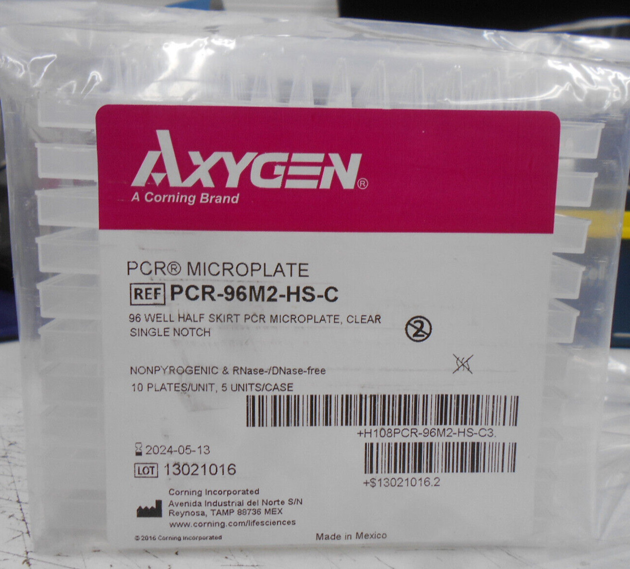 AXYGEN MICROPLATE PCR-96M2-HS-C 96 WELL HALF SKIRT CLEAR SINGLE NOTCH PKG of 10