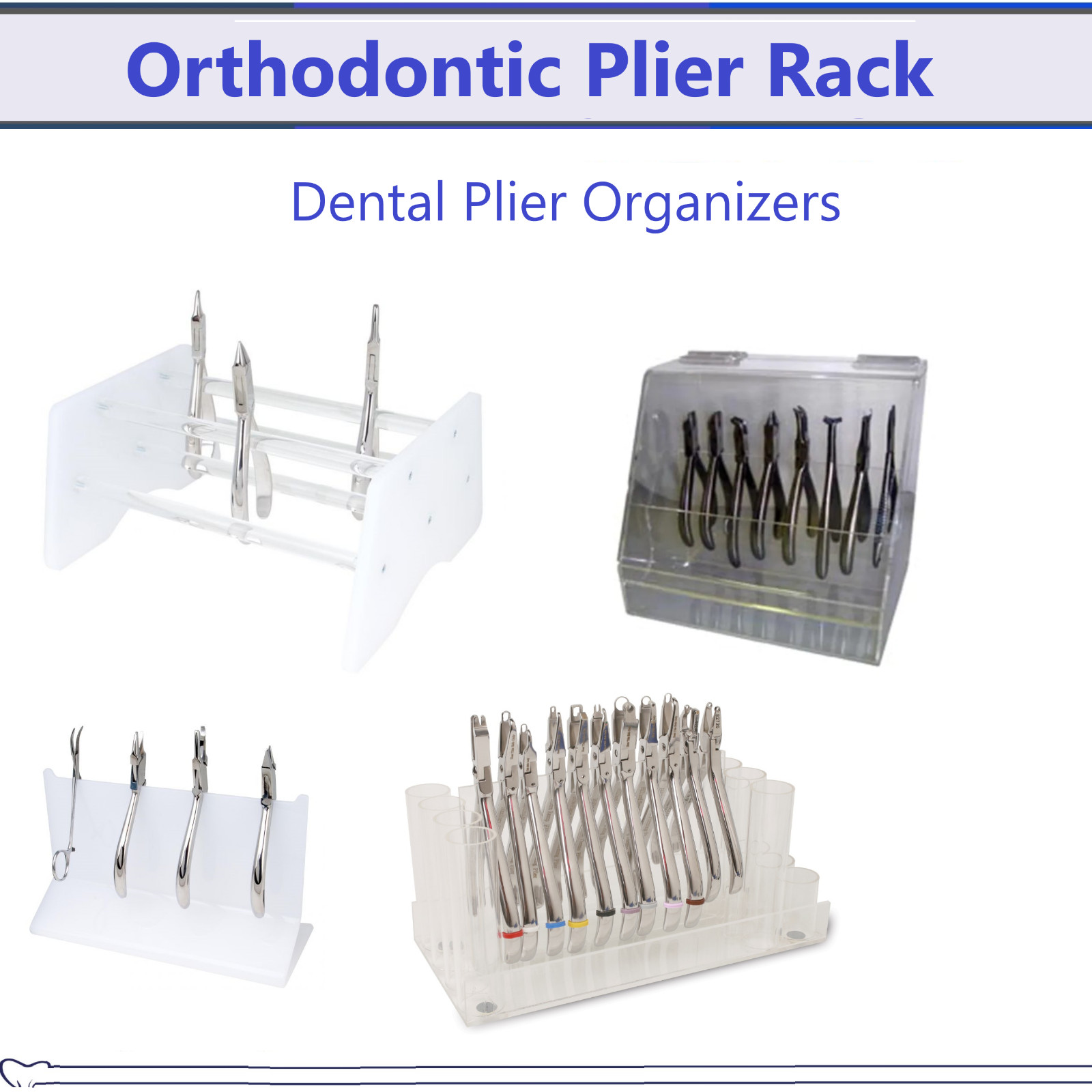 Dental Instrument Plier Organizer, Upright Plier Rack, Round Plier Rack, Acrylic