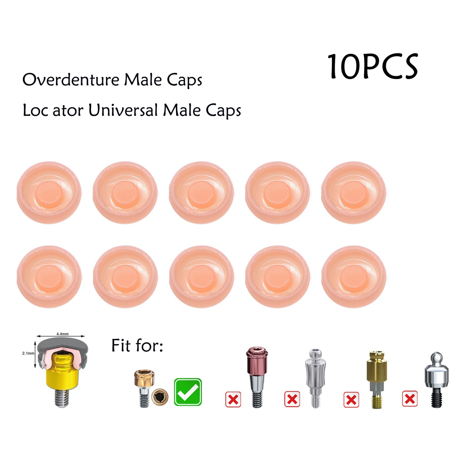 10Pcs Dental Overdenture Locator Abutments Retention Caps For Implant Inserts