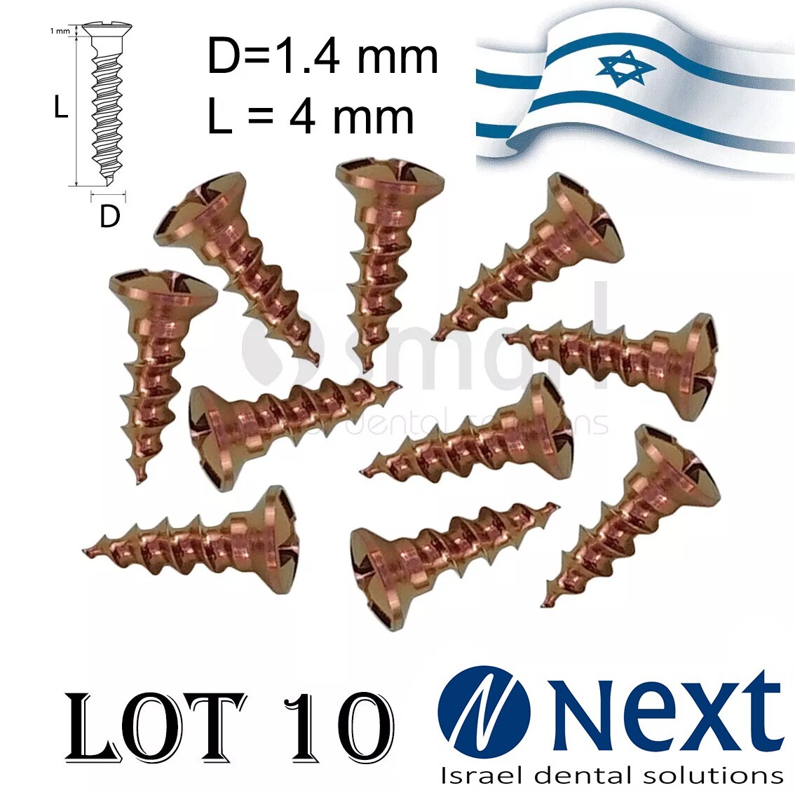 Lot x10 Screw titanium pin membrane Fixation Bone GBR Ø1.4 L4 tac