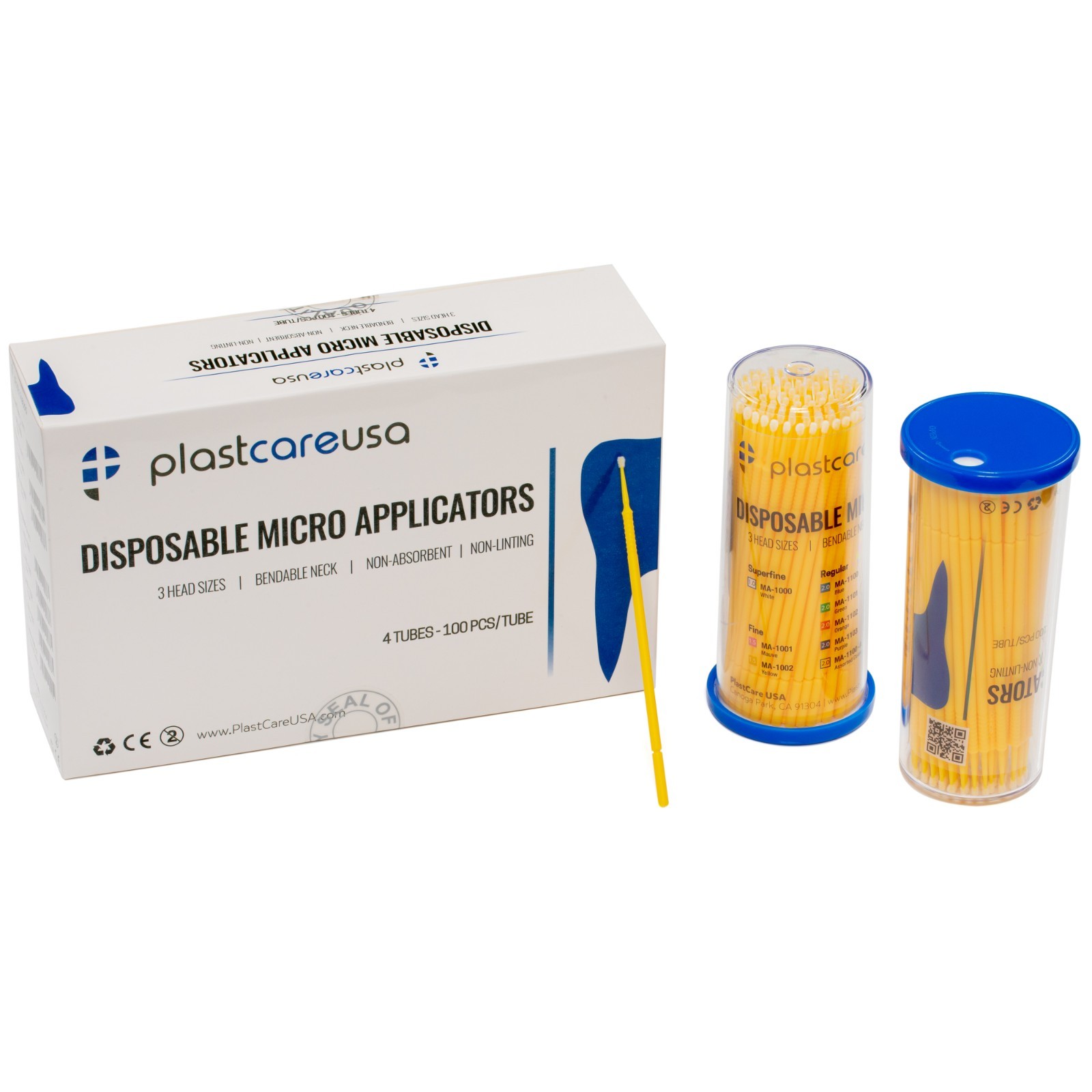 Micro Applicator Brushes 400 Fine 1.9mm Dental Bendable Disposable Yellow