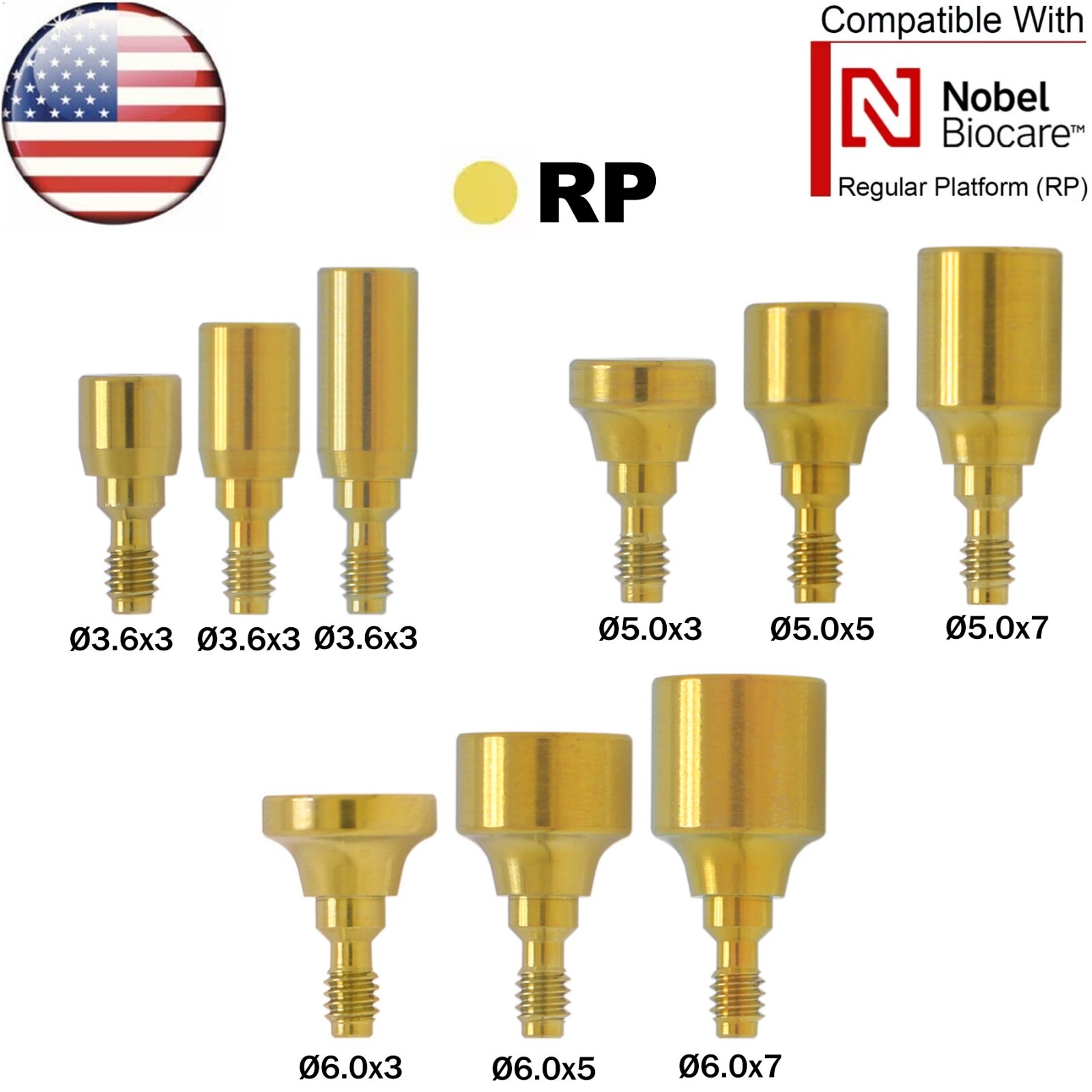 US Dental Locator/Healing Cap Abutment NP/RP Fits Nobel Biocare Active Platform