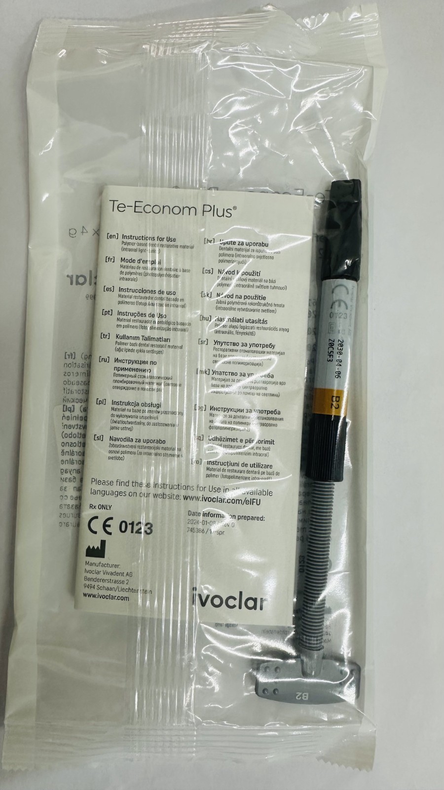Te Econom plus Intro dental composit kit Ivoclar Vivadent 4 syr bond and Etchant