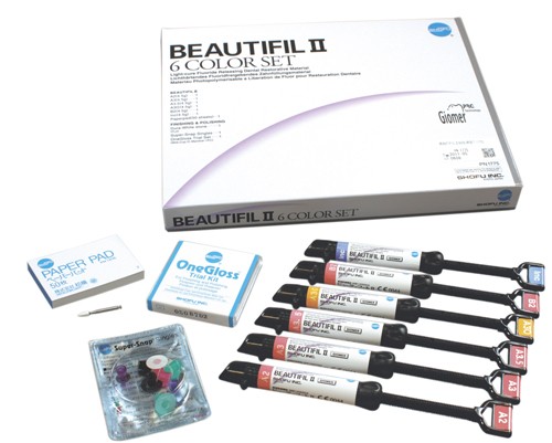 Shofu Dental 1775 Beautifil II Resorative Composite Syringes 6 Color Set