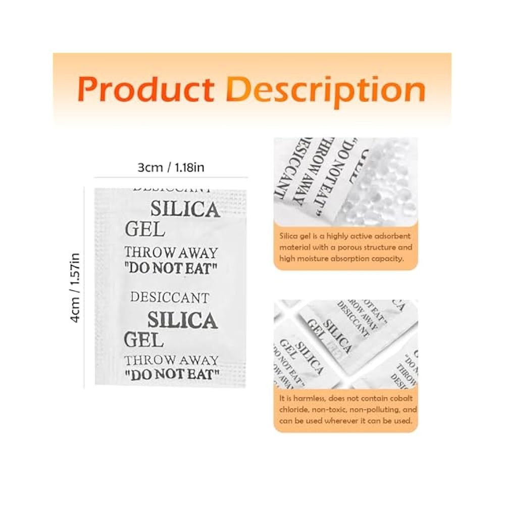 100-Pack 2g Silica Gel Packs for Electronics & Cameras