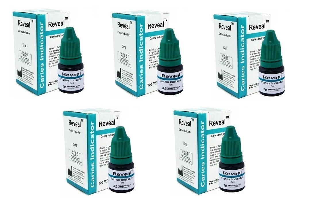 5 x Dental REVEAL 5ml Pack Caries Indicator Dye Dentin Caries Detector