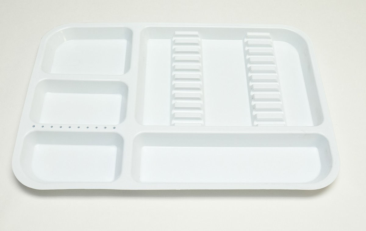 5 X DENTAL INSTRUMENT SET UP TRAY WITH BUR HOLDER SECTION WHITE COLOR #311-2520