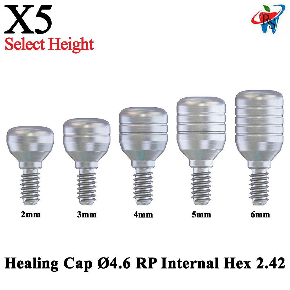 5pcs Dental Prosthetic Healing Cap Prosthetic RP Ø4.6 Int Hex 2.42 Titanium