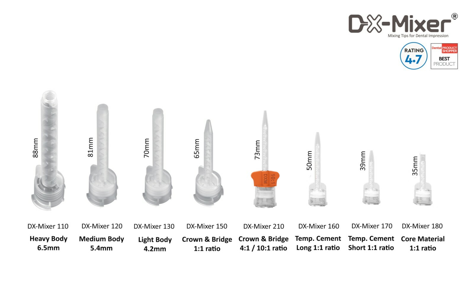 48pcs mixing tip heavy body 6.5mm Impression Dental HP Mixing Tips DX-Mixer®