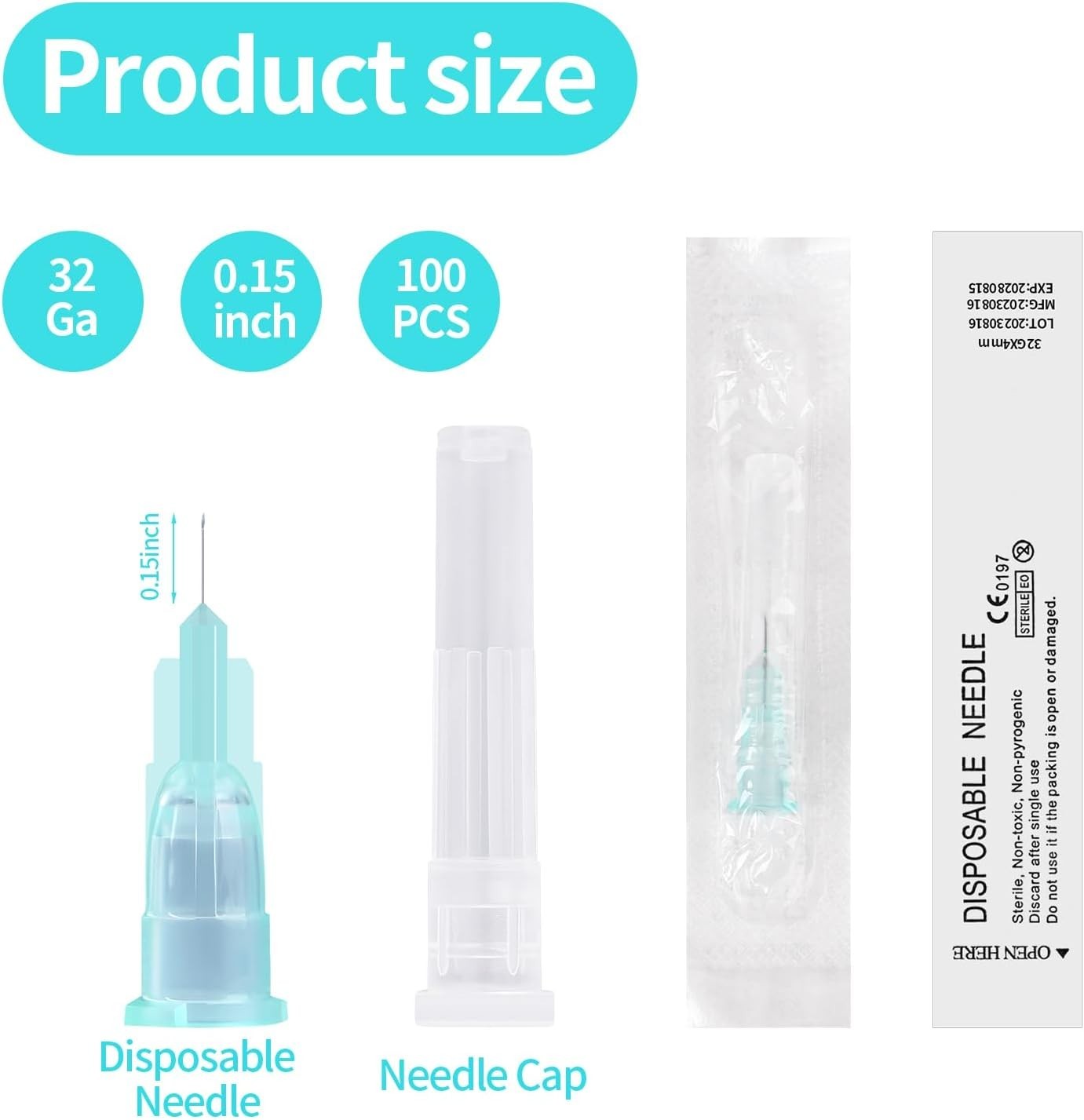 100pcs 32 Ga 4mm Syringe Set – Indispensable Lab Tools, Individually Sealed