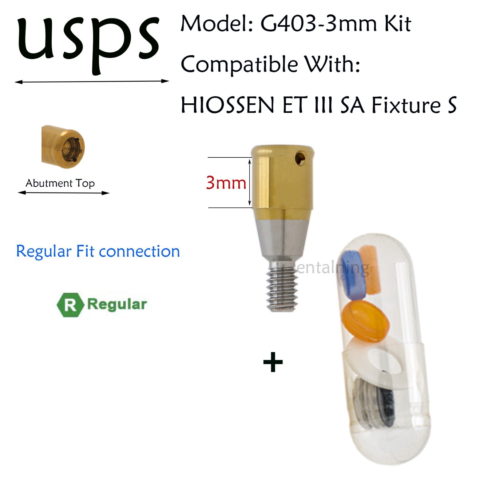 US Hiossen ET Implants Regular Overdenture Locator Abutment & Male Cap Inserts