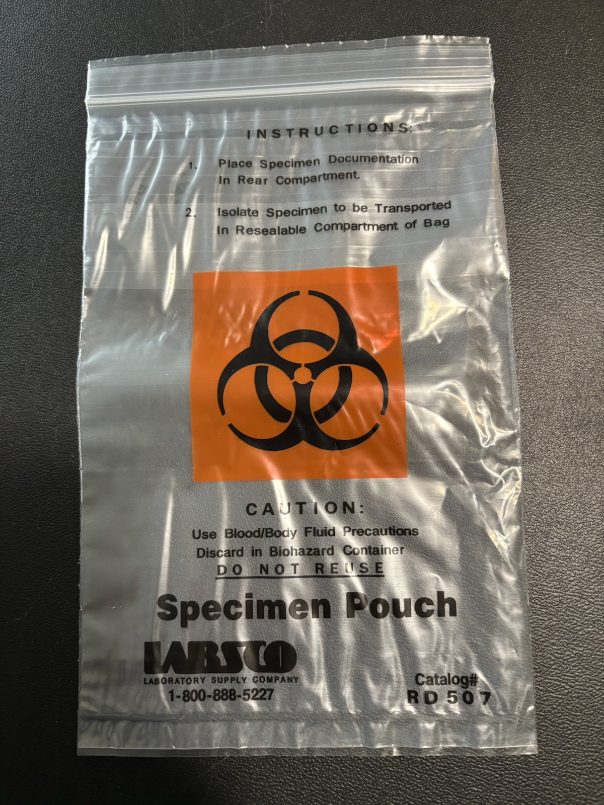 Biohazard Specimen Pouch Clear Polyethylene Zip Lock 100 Count 6 x 9 in RD 507