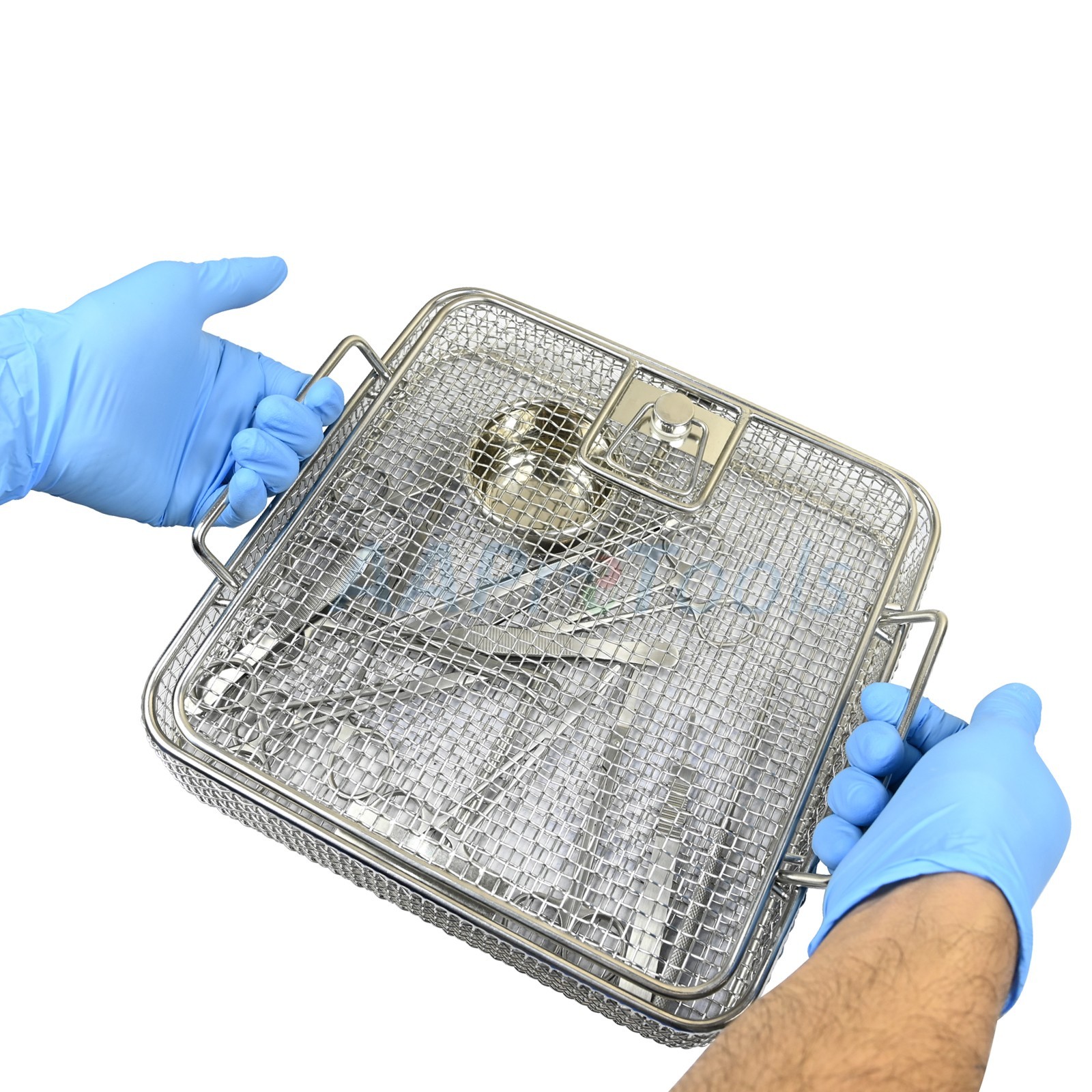 Sterilization Mesh Basket Tray w/LID & Handle 10″ X 10″ X 2″ Stainless DN-2644