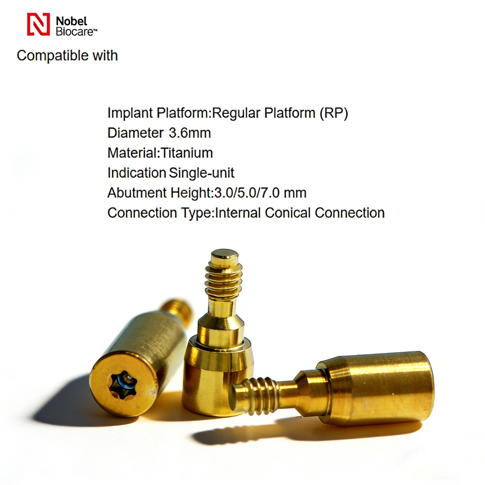 US Dental Nobel Healing Abutment 3.6/5.0/6.0mm & 3/5/7mm Height NP/RP Compatible