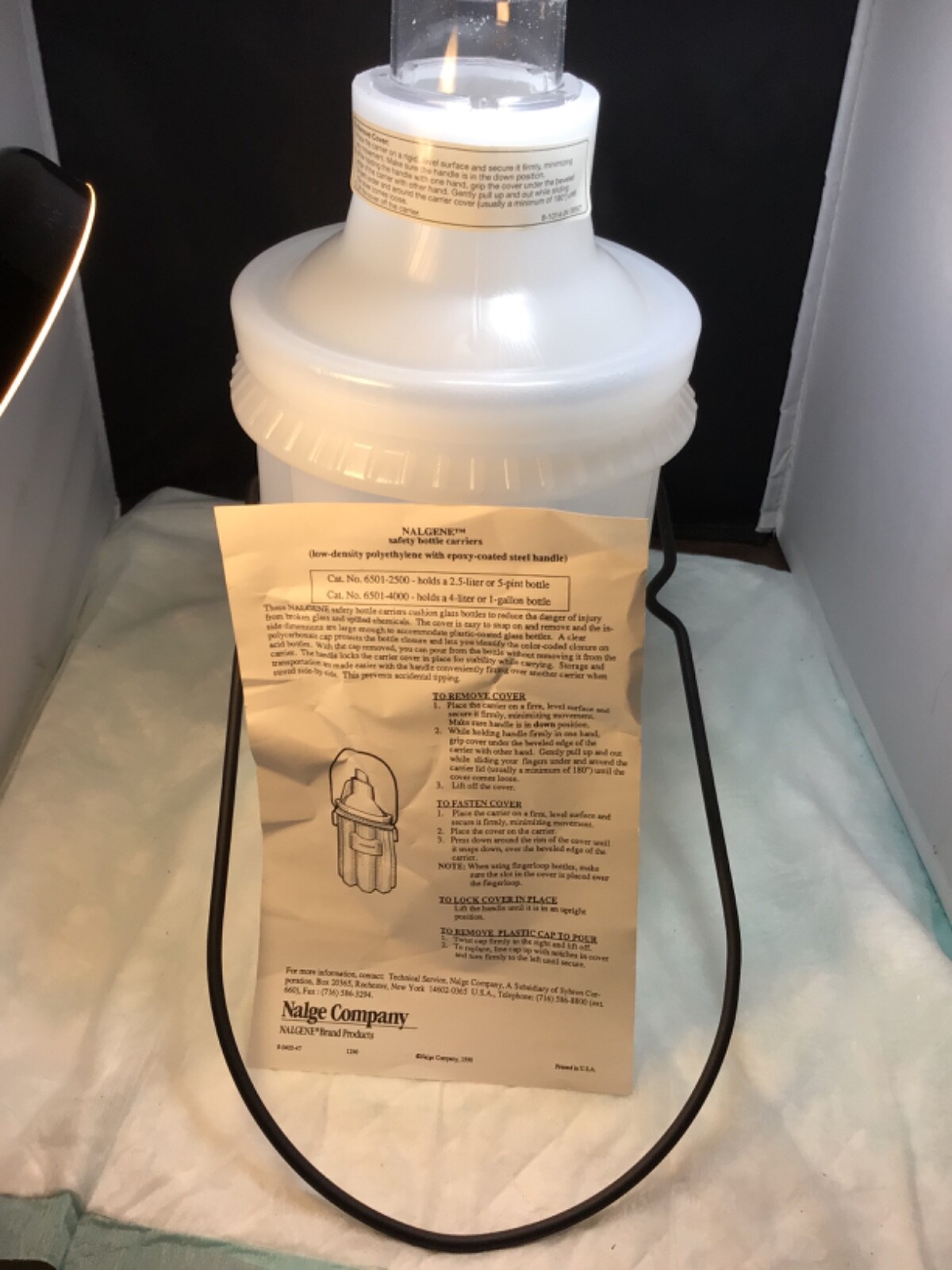 NALGENE Plastic 2500mL 2.5L LDPE Safety Bottle Carrier 6501-2500 Part# 32190 New