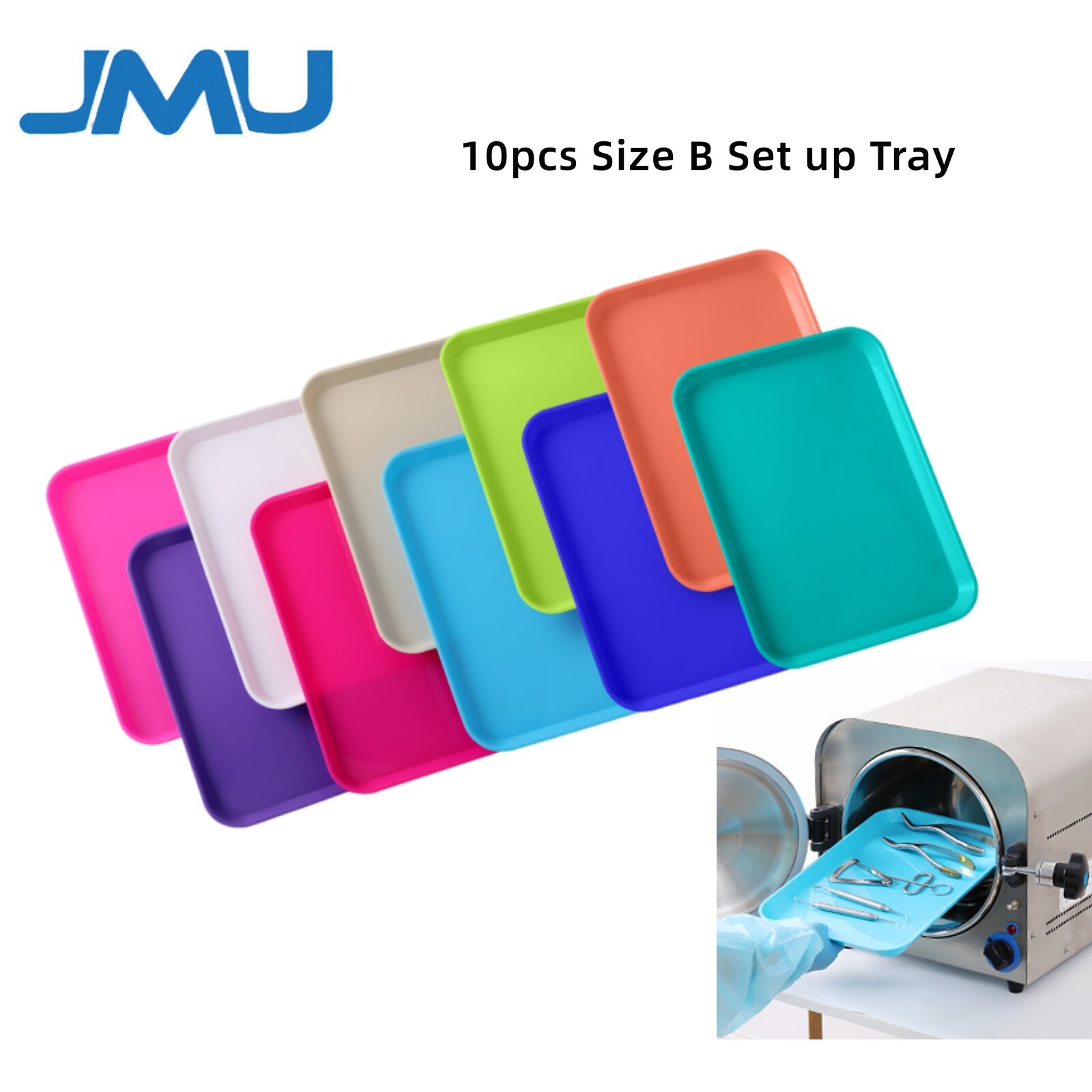 JMU 10pcs Dental Procedure Set-Up Trays Flat B Autoclavable Plastic Tray