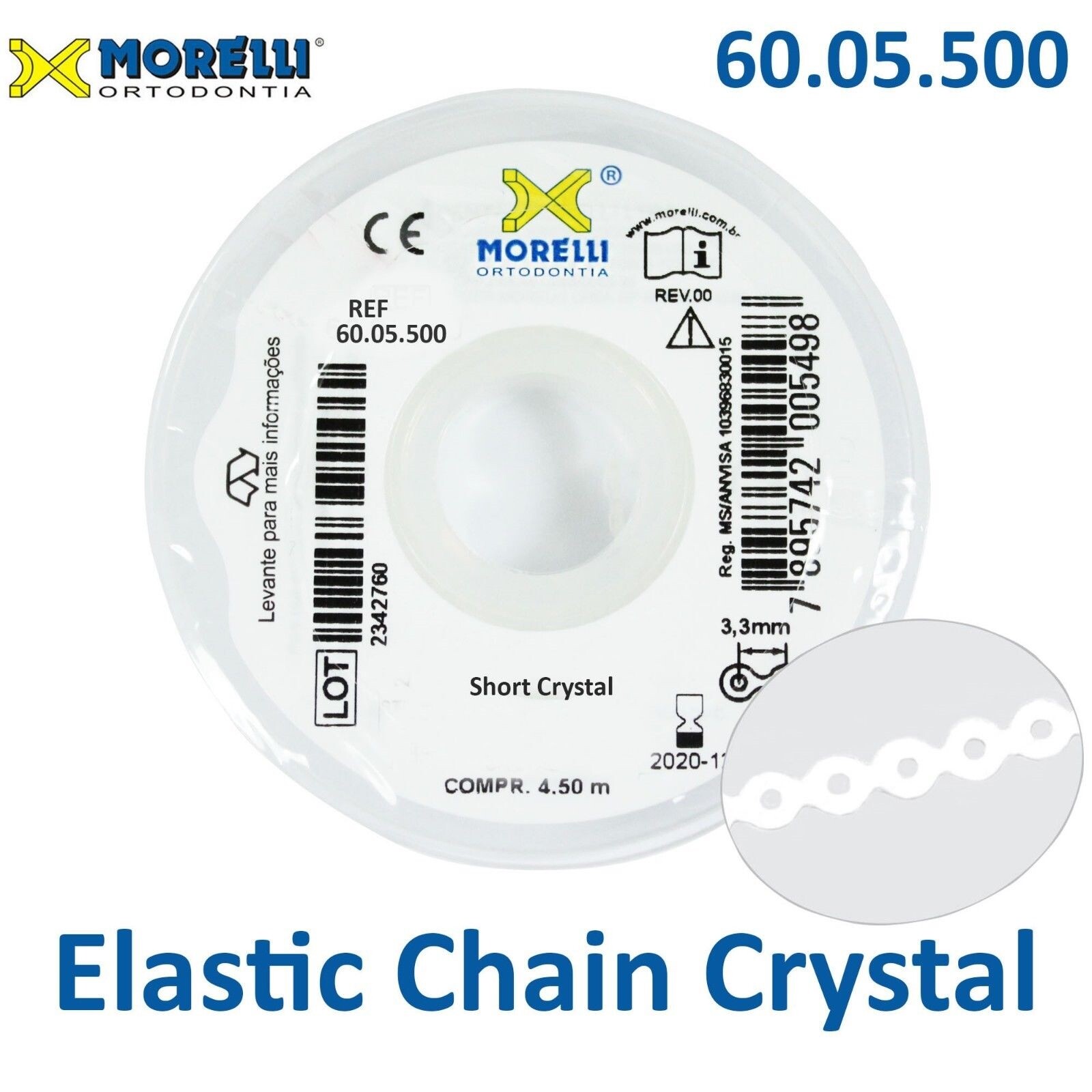 Dental Morelli Orthodontic Elastic Chain Clear Crystal Short Power Tooth