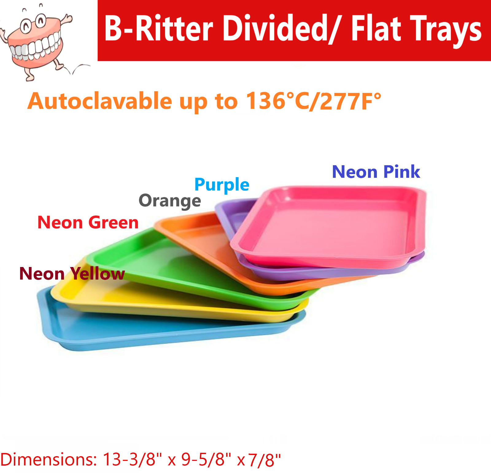 Dental Procedure Set-Up Trays Flat B (Ritter) or F Mini, or B Divided Tray 250F