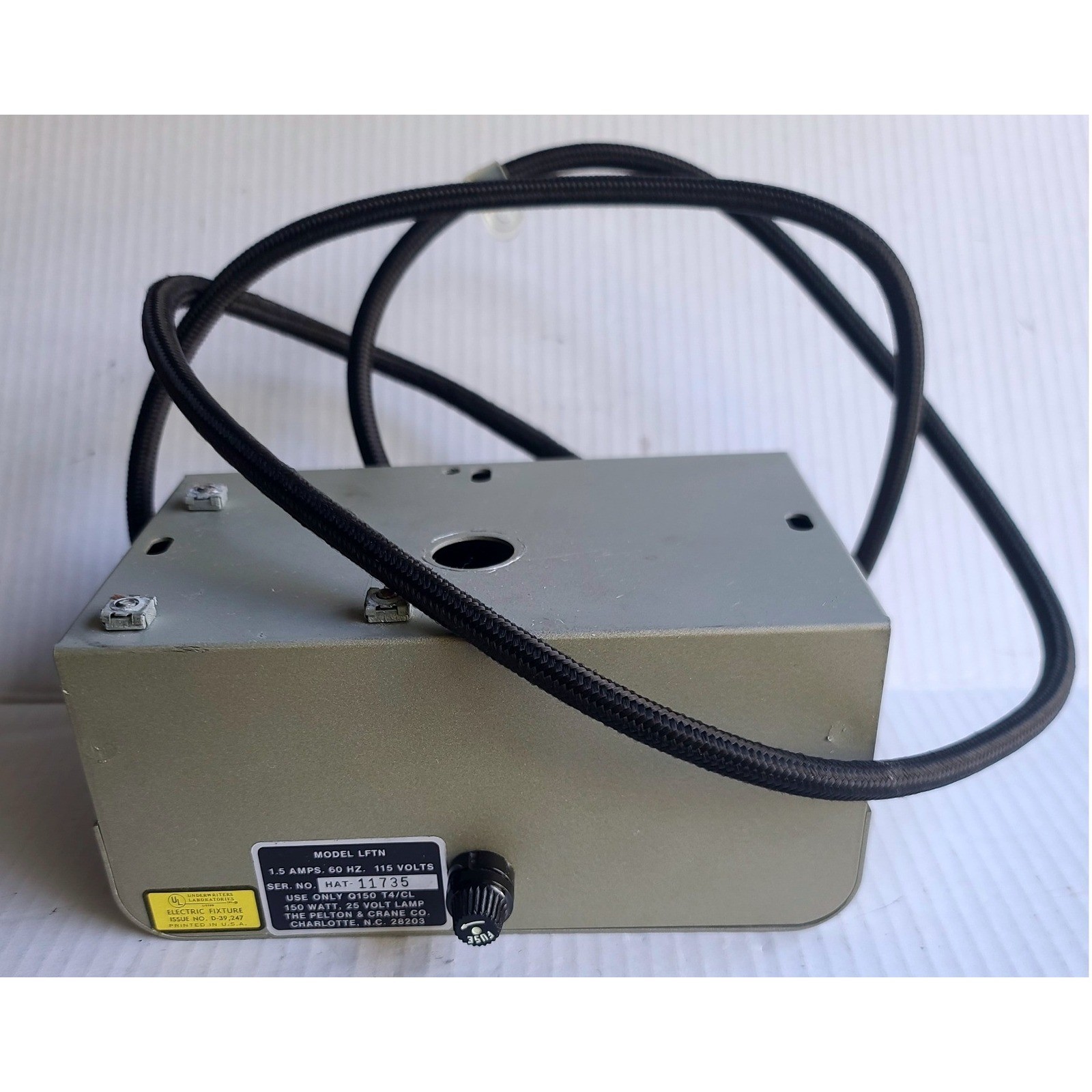 Pelton & Crane Metal Lamp Box Model LFTN Electric Fixture Power Supply Dental