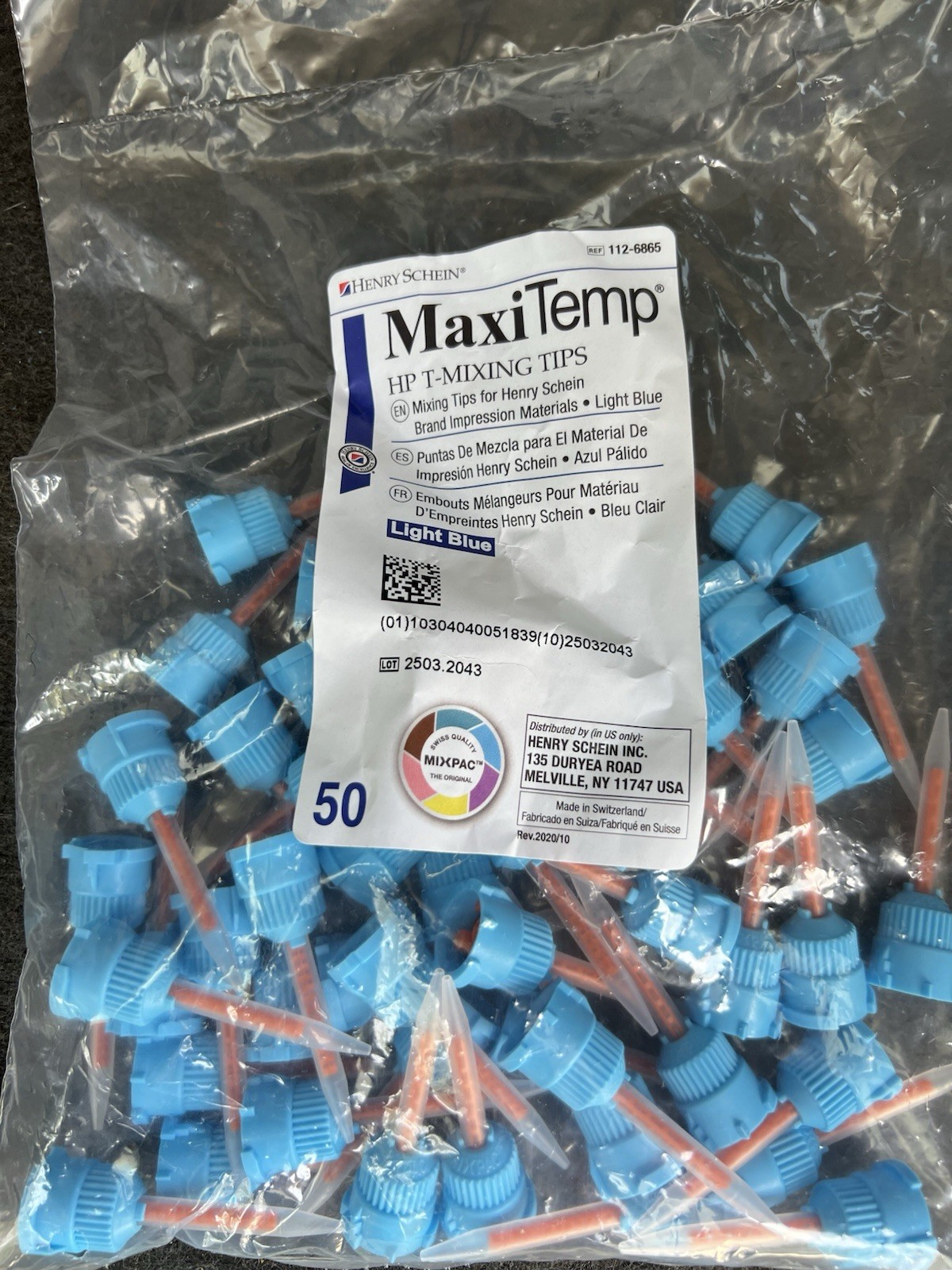Maxitemp HP T Mixing tips light blue